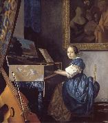 JanVermeer A Young Woman Seated at a Virginal USA oil painting reproduction