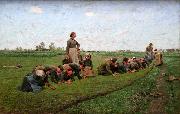 E.Claus Flaxweeding in Flanders USA oil painting artist